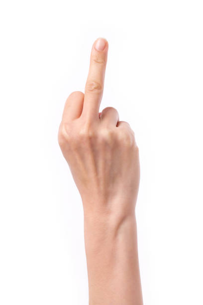 istock hand pointing up middle finger, rude hand sign or gesture 638856008