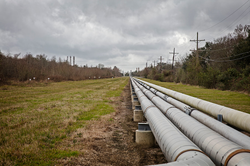 Chemical Pipeline running through pipeline right of way to refinery