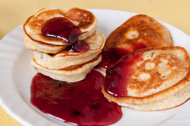 istock Delicious pancakes for breakfast with cherry jam 638857762