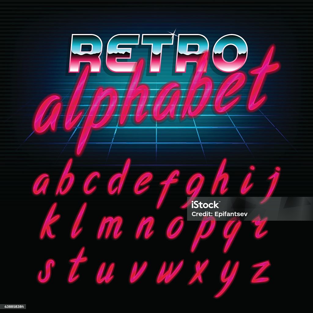 1980 Letters 80s Retro Alphabet Font Lowercase Letters Stock Illustration - Download ...