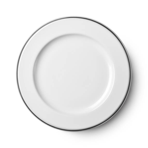 istock Simple white circular porcelain plate with clipping path 638860410