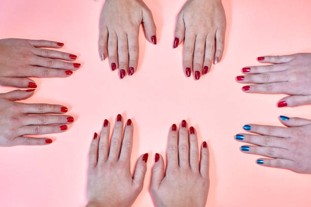 istock Stylish manicure with colored nail polish. 638861440
