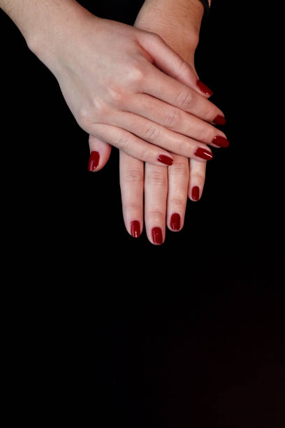 istock Stylish manicure with red nail polish. 638861522