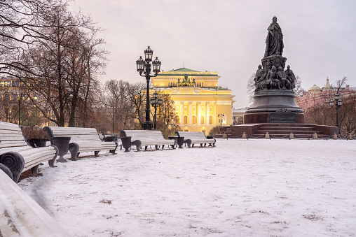 Monument to Catherine II and Alexandrinsky theatre (Russian State Pushkin Academy Drama Theater), St Petersburg, Russia