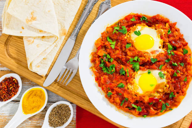 istock eggs,bell pepper, chili, tomato sauce and spices 638868454
