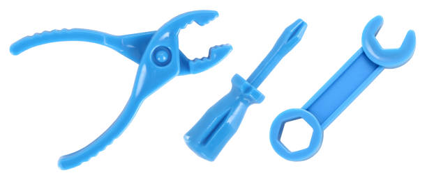 Here are some plastic toys tools, pliers, screwdriver and wrench.