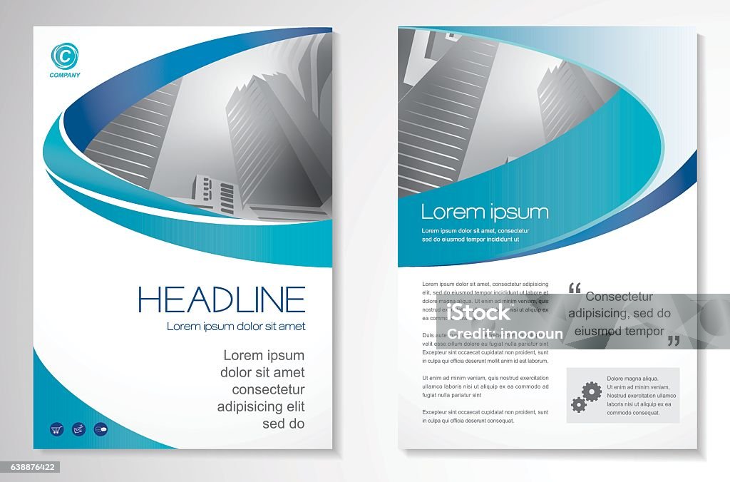 Vector Brochure Flyer design Layout template, size A4 Curve design, Blue color front page and back page, infographics.Easy to use and edit. Brochure stock vector