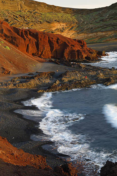Beach at the green lagoon close to El Golfo, Canary Islands, Spain