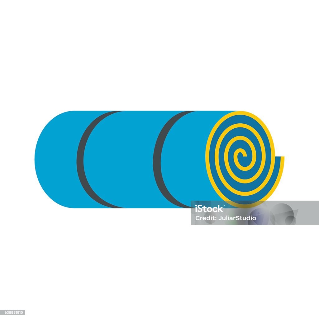 Rolled-up blue tourist mat Rolled-up blue tourist mat flat icon isolated on white background Exercise Mat stock vector