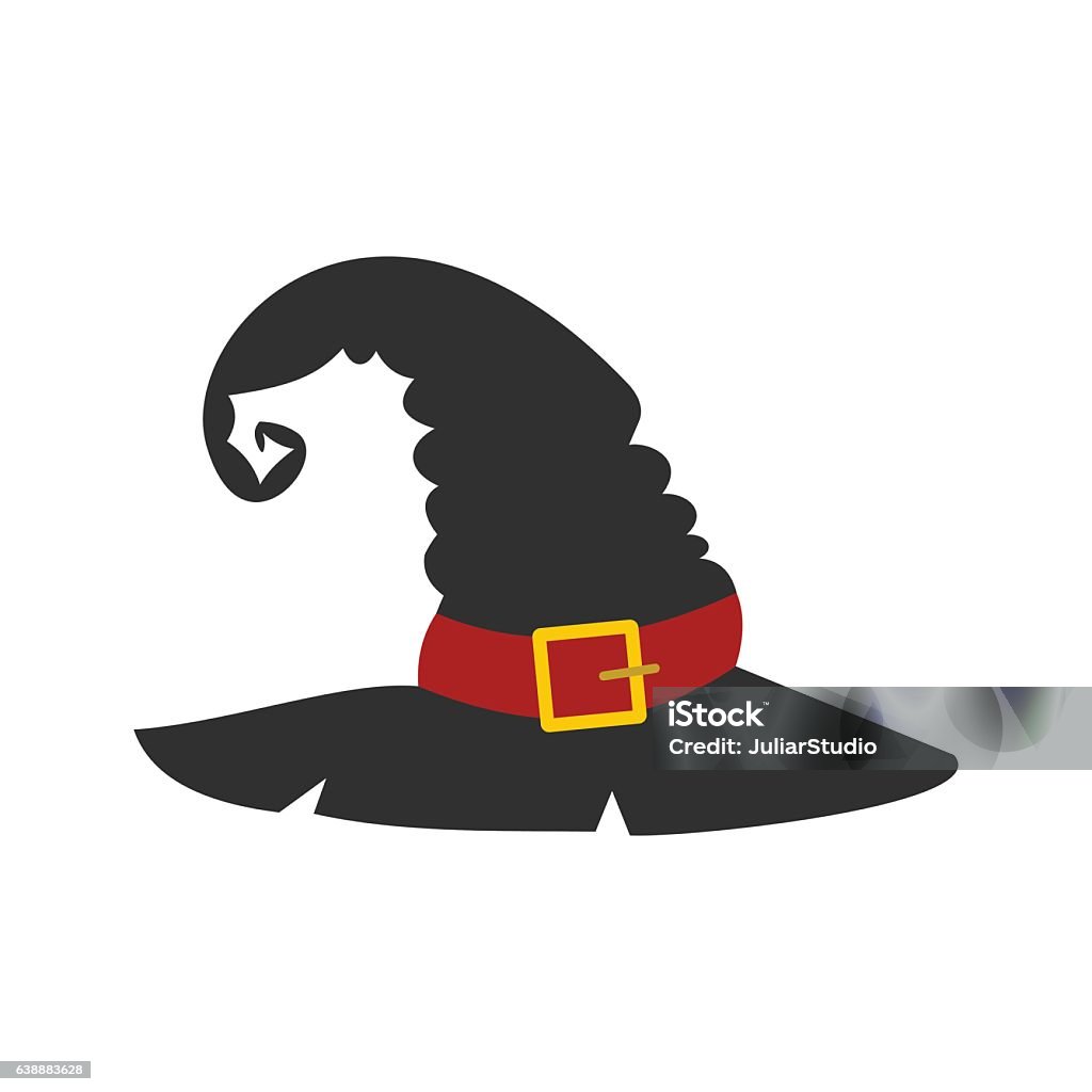 Chapeau noir de sorcière plat - clipart vectoriel de Carré - Composition libre de droits