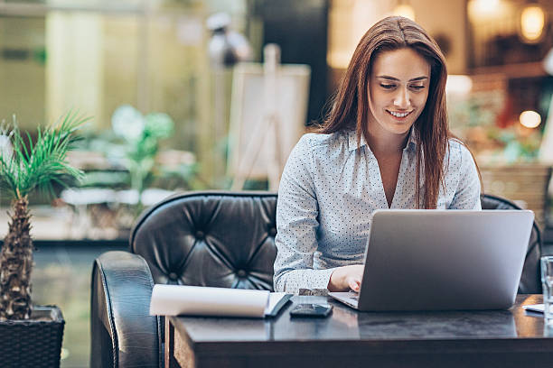 Businesswoman working on a laptop