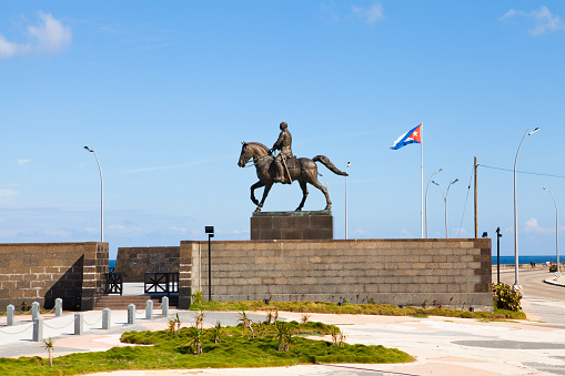 Havana, Cuba - December 11, 2016: Calixto The Calixto Garcia monument in Vedado/Havana district. Havana ist the capital city of Cuba. The historic center is UNESCO World Heritage Site since 1982.