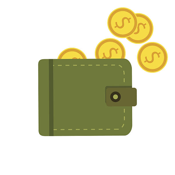 istock Flat wallet with money, coins and credit card, cash 638892666