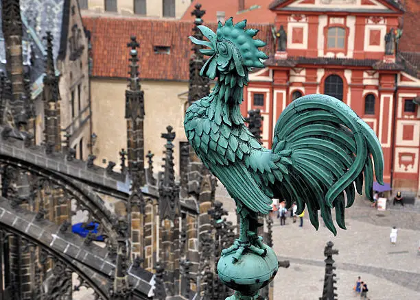 Photo of Statue of a rooster on the roof of the Cathedral of St. Vita