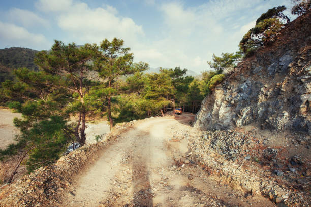 The stony road in the mountains.