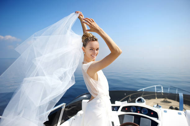 istock Happy bride on a yacht 638897896