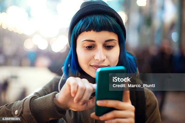 Girl Using Smartphone Stock Photo - Download Image Now - Teenager, Telephone, Mobile Phone