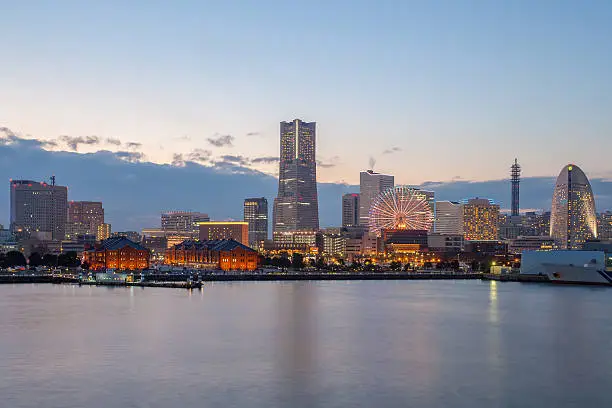 Photo of Night view of Yokohama bayside and landmark Tower