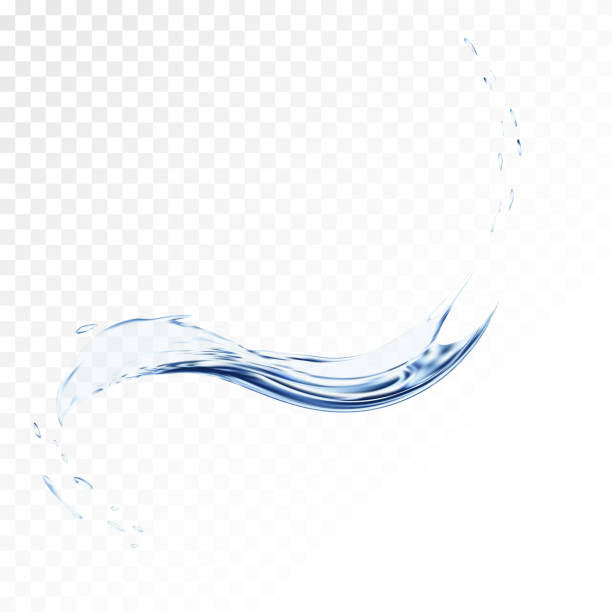 tło wektorowe, niebieska przezroczysta fala wodna. 3d. półprzezroczysta powierzchnia cieczy - transparent sparse splashing water stock illustrations