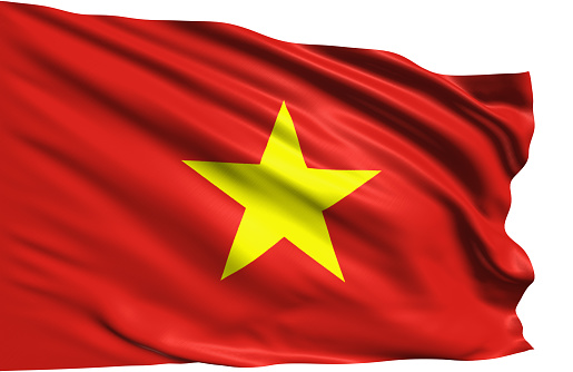 Vietnamese flag with fabric structure