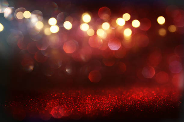 istock Red glitter vintage lights background 638901422