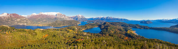 Bariloche landscape in Argentina Nahuel Huapi National Park panoramic view from Cerro Campanario viewpoint in Bariloche, Patagonia region in Argentina. chico california photos stock pictures, royalty-free photos & images