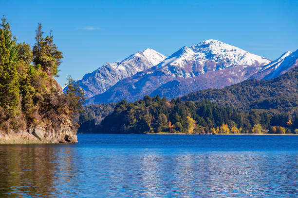 Bariloche landscape in Argentina Tronador Mountain and Nahuel Huapi Lake, Bariloche. Tronador is an extinct stratovolcano in the southern Andes, located near the Argentine city of Bariloche. bariloche stock pictures, royalty-free photos & images
