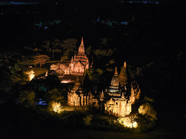 Temples in Bagan at night stock photo