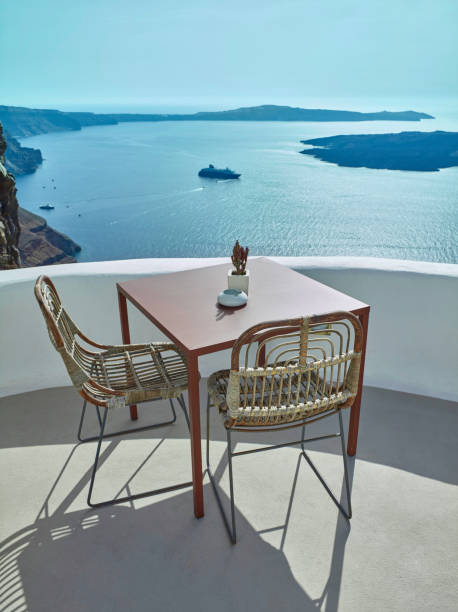 istock Two chairs and a small table on  beautiful terrace with 638910390
