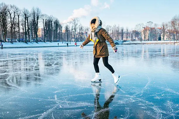 Photo of Ice skating on the frozen lake