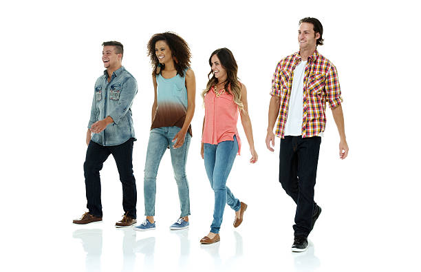 Four friends walking together