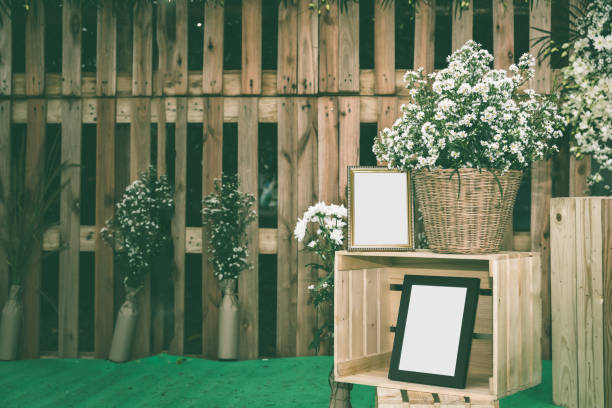 istock vintage wedding ceremony concept with the empty photo frame 638911898
