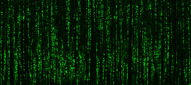 istock Horizontal vivid green matrix neo cyberpunk hacker terminal abst 638918592