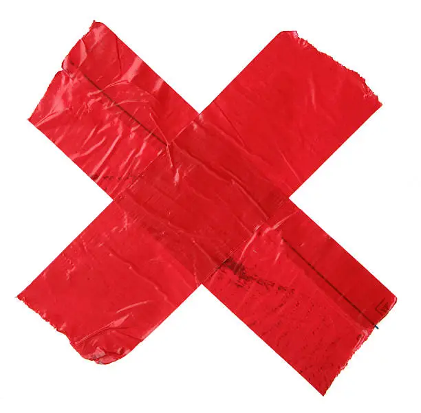 An X made out of red duct tape.