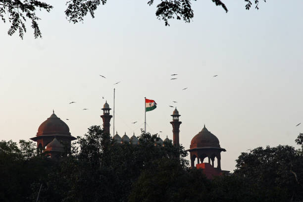 istock Indian flag on red fort 638921856