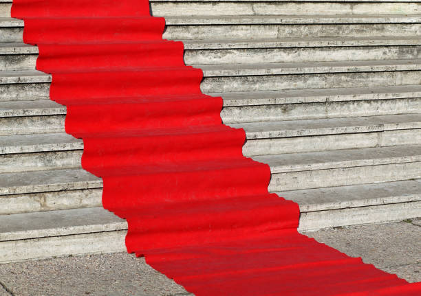 istock elegant red carpet on the wide steps 638924036