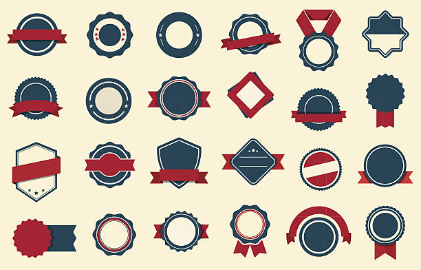 badges labels ribbons vector - badge stock illustrations