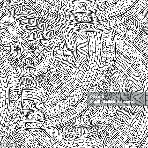 Ornamental Ethnic Black And White Pattern Stock Illustration - Download Image Now - Coloring Book Page - Illlustration Technique, Adult, Coloring