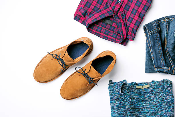 istock Flat lay set of clothing for men on white background 638935952