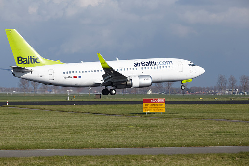 \nMoscow, Russia - May 19, 2016: S7 airlines Airbus A321taxiing. Plane makes taxiing on taxiway Domodedovo International Airport.