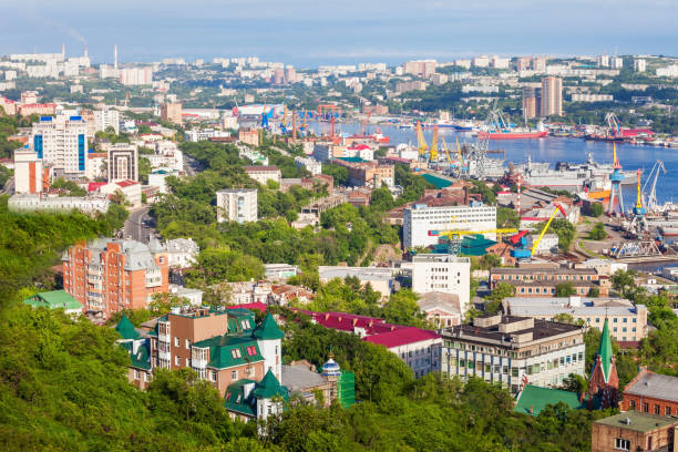 istock Vladivostok aerial panoramic view 638943408