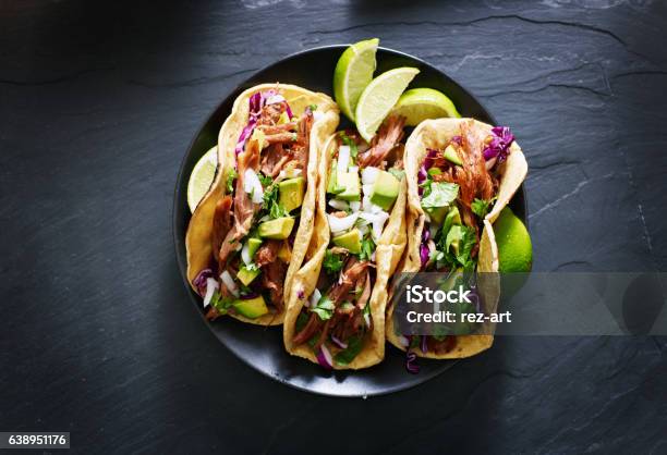 Mexican Street Tacos Flat Lay Composition Stock Photo - Download Image Now - Taco, Mexican Food, High Angle View