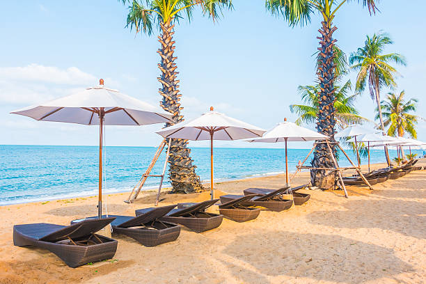 istock Parasol and chair on the beach 638952246