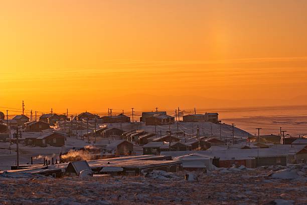 Pond Inlet, Nunavut, Canada, an Inuit community on Baffin Island. stock photo