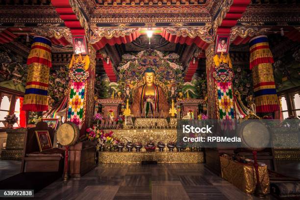 October 30 2014 Inside A Buddhist Temple In Bodhgaya India Stock Photo - Download Image Now