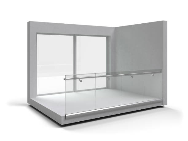 istock Aluminum frameless glass balustrade isolated. 3d rendering 638955040