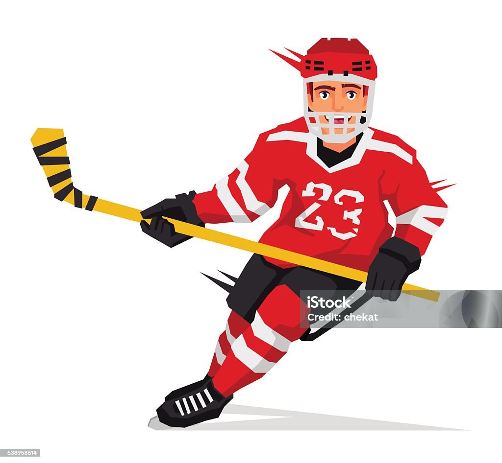 Jugador de hockey con un palo - arte vectorial de Hockey libre de derechos