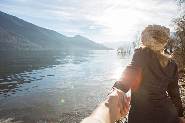 istock Follow me concept-Blond girlfriend leading man holding hand 638958798