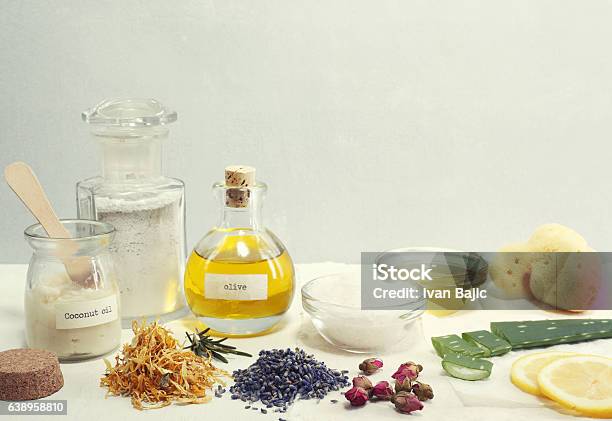 Natural Cosmetic Ingredients Stock Photo - Download Image Now - Make-Up, Ingredient, Nature