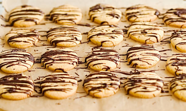 istock Homemade cookies with a dark chocolate drizzle 638960152